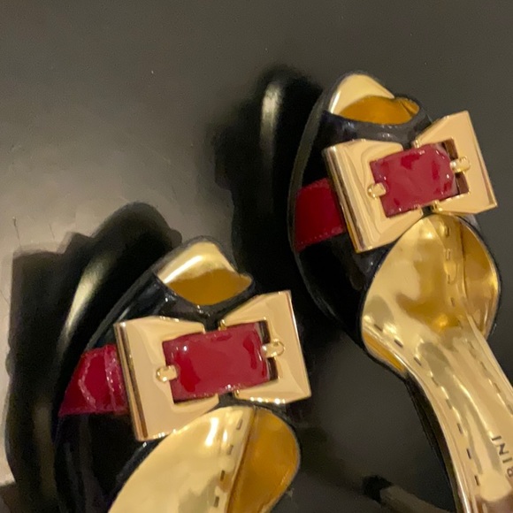 Gianni Bini magnificent shoes size 6 black burgundy and gold - Picture 10 of 12